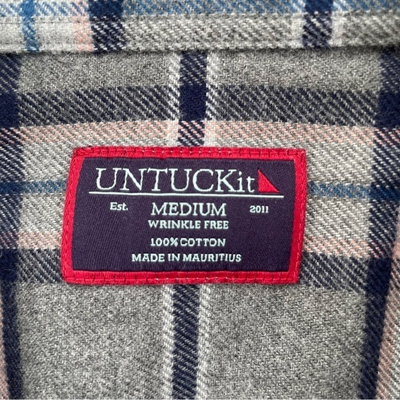 UNTUCKit Men's Gray Celano Flannel Long Sleeve Button Down Shirt Size Medium - Picture 4 of 7